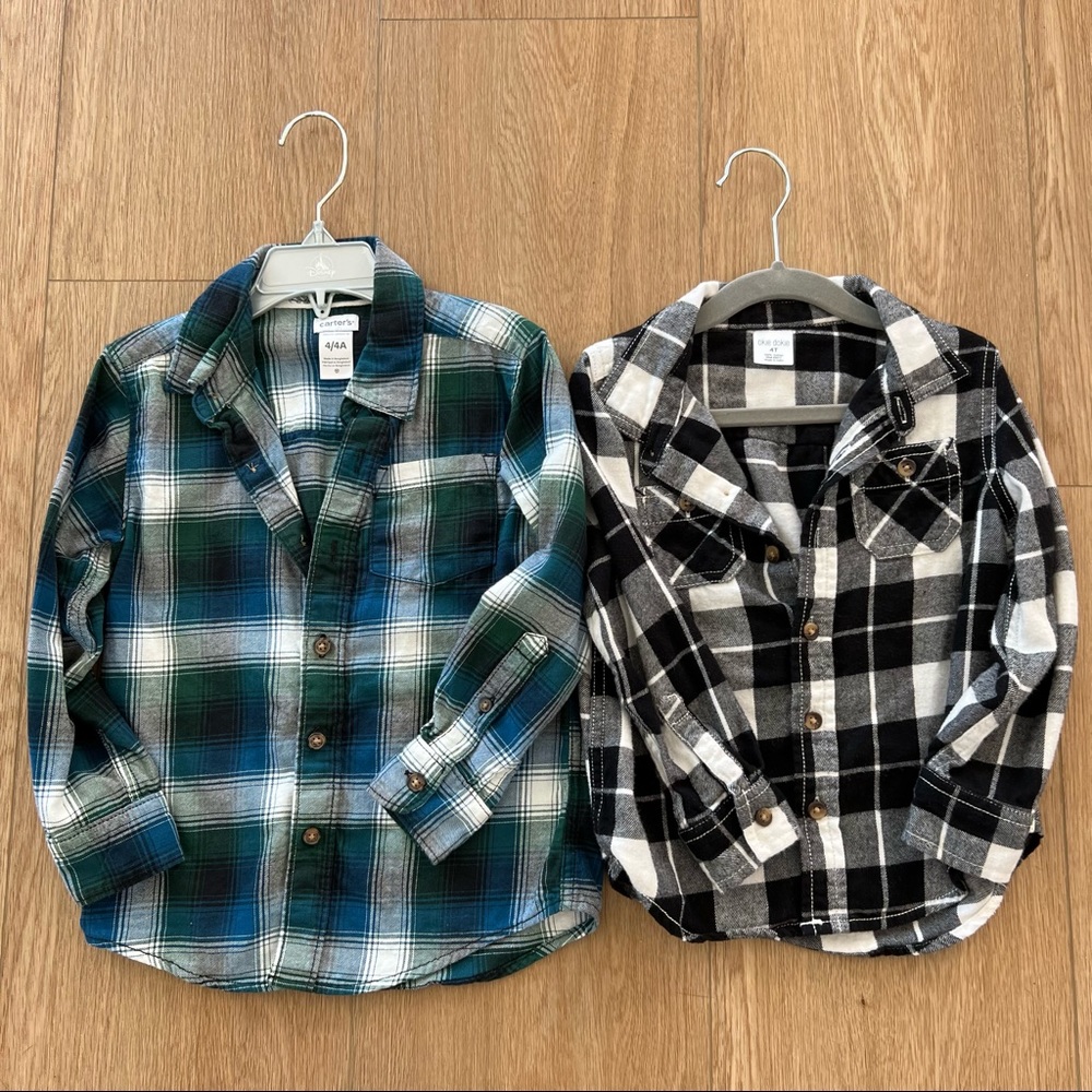 Toddler 4T Plaid Stripe Print Button-Down Shirts